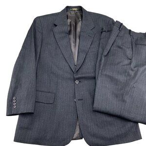 Corporate Image Tom James Suit‎ Men 42 32W 30L Gray Pinstripe Wool Classic